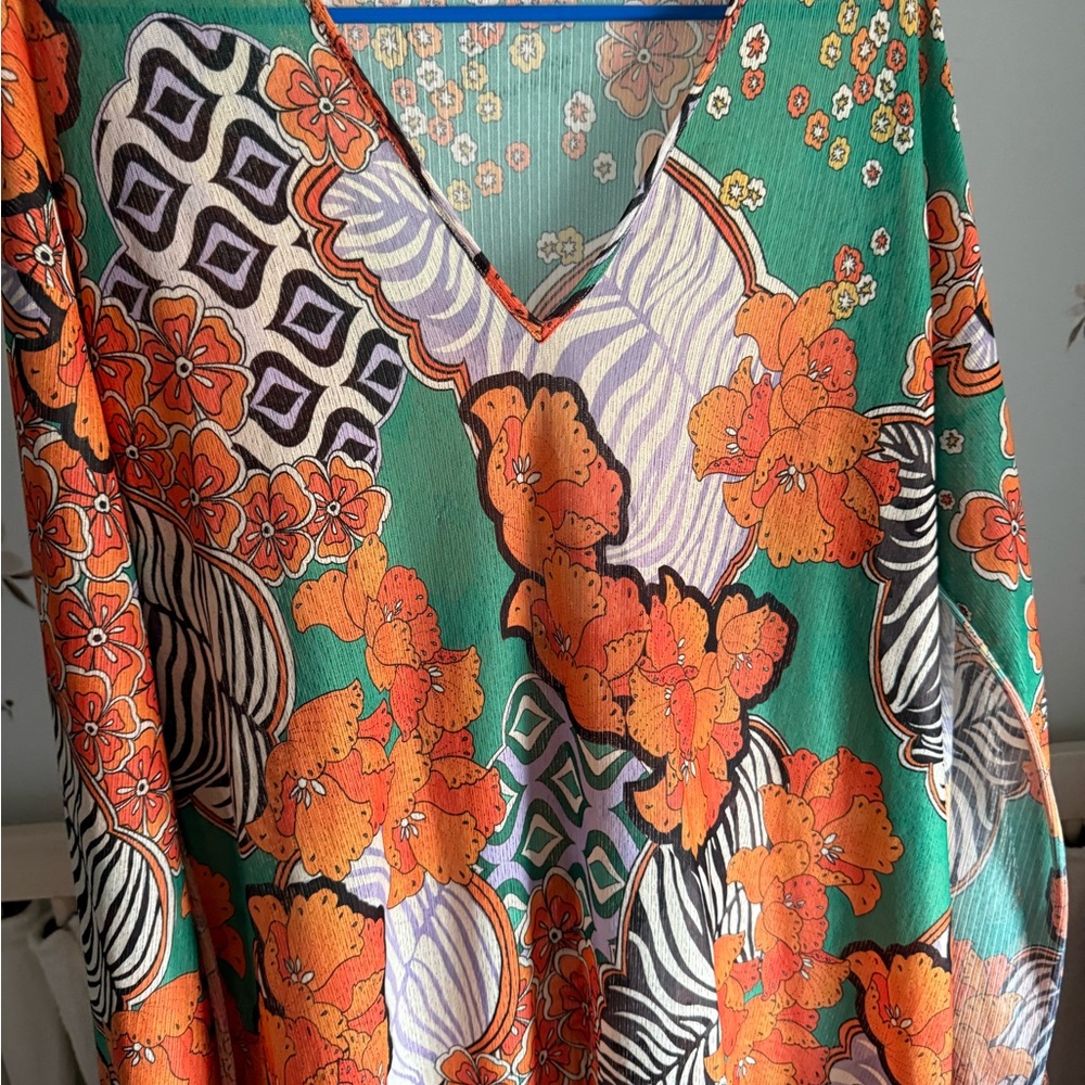 Vibrant Floral V-Neck Dress